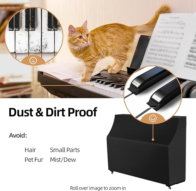 Upright Piano Keyboard Dust Cover, Stretchy Music Dirt Proof Keyboard Cover - Image 3