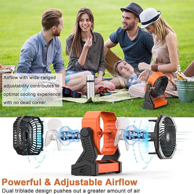 KITWLEMEN 20000mAh Battery Powered Camping Fan - Image 3