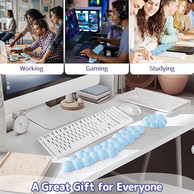 Cloud Wrist Rest for Keyboard and Mouse, Memory Foam PU Leather Keyboard Wrist - Image 6