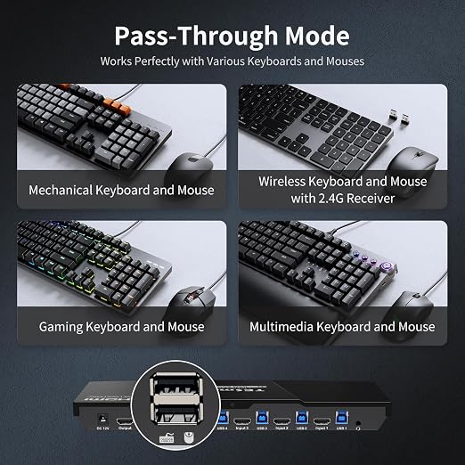 TESmart 8K@60Hz HDMI KVM Switch 1 Monitor 4 Computers USB 3.0, KVM Switch 4 - Image 8