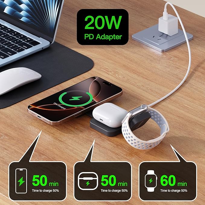 2025 for iPhone 16 Pro Max 3 in 1 Foldable Wireless Charging Station for - Image 3