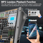 12 Channel Audio Mixer for Recording, USB Mixing Console - Image 5