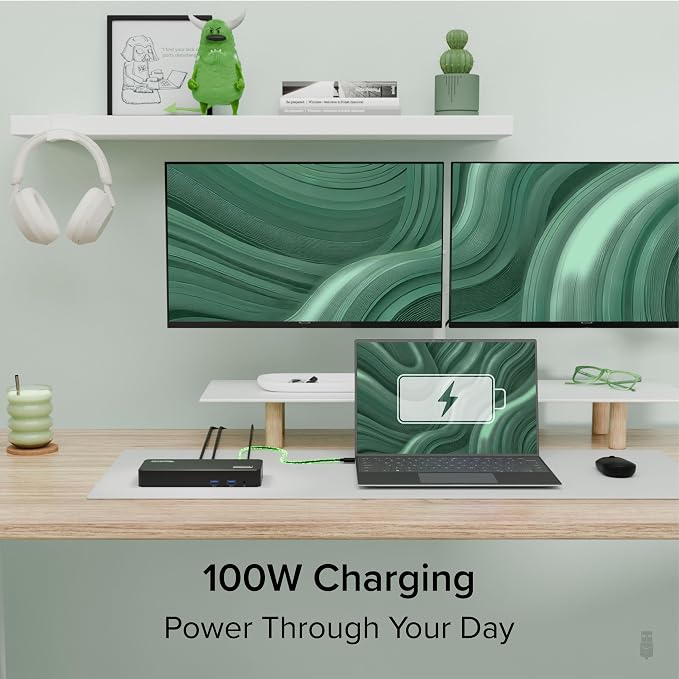 Plugable 12-in-1 USB C Triple Monitor Docking Station, Triple 4K Displays - Image 4
