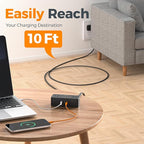 Black Extension Cord 10 Ft, TESSAN Power Strips - Image 2