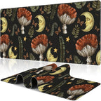 Vintage Magic Forest Desk Mat, Large Moon Amanita Mushroom and Forest Botanical by NIYLYNSYN