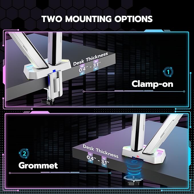 ARES WING RGB Dual Monitor Arm for 17-38" Ultrawide Screens, Holds 35.2lbs - Image 7