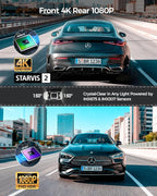 4K Dash Cam Front and Rear STARVIS 2 IMX675 & IMX307 Dual HDR, Car Camera - Image 4