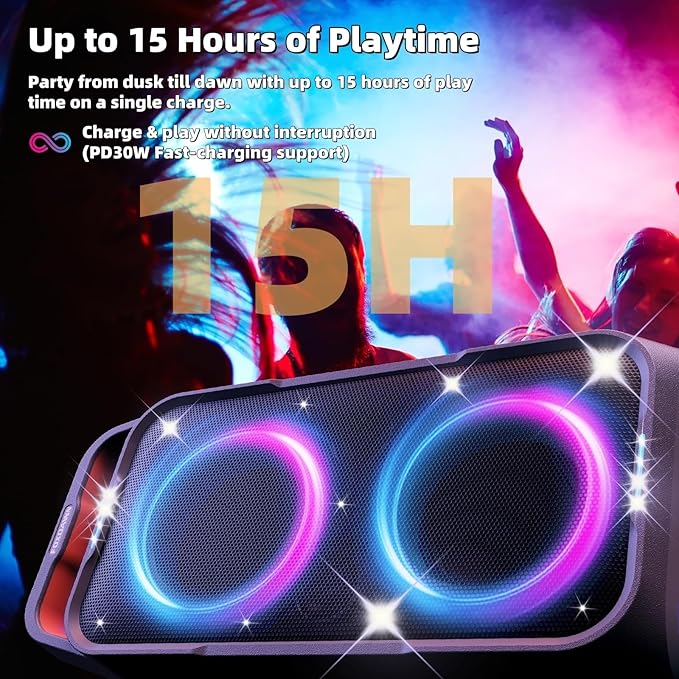 Portable Bluetooth Speaker: 240W Peak Powerful Loud Sound Deep Bass Wireless - Image 4