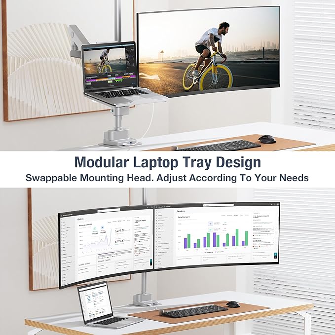 AVLT Laptop & 40 Inch Monitor Arm Pole Top Mount - Image 2
