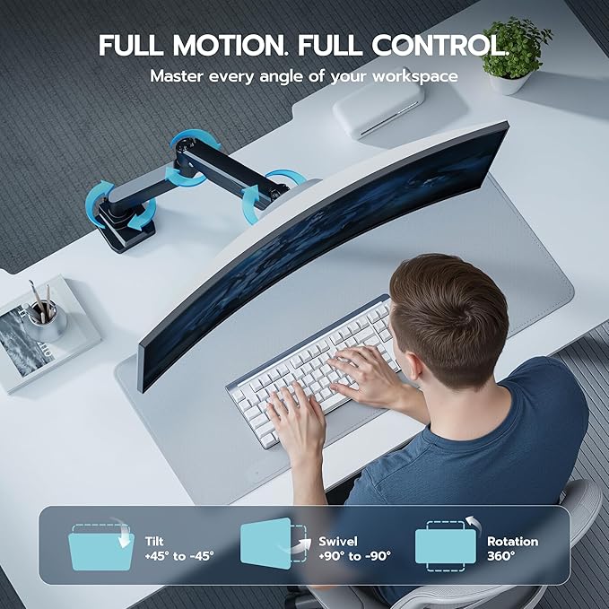 ARES WING Ultrawide Single Monitor Arm, Heavy Duty Monitor Mount - Image 5