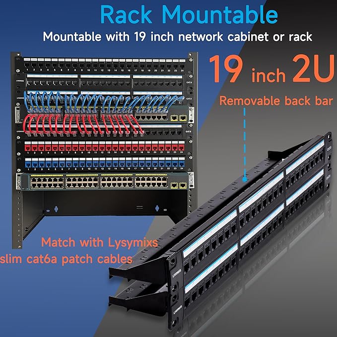 48 Port RJ45 Cat6 Patch Panel, 19 Inch, Easy Install & Repair, Rack Mountable - Image 6