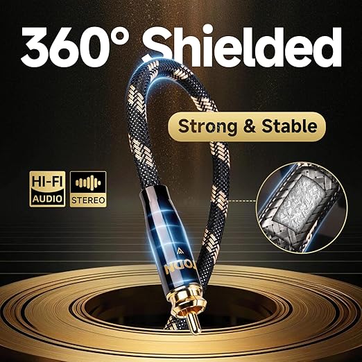 TODN HiFi RCA Cables Audiophile, Double Shielded RCA Cable Male to Male Stereo - Image 4