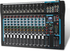 12 Channel Audio Interfacer Sound Board Mixer DJ Mixer 16-Bit DSP Effect USB by SIKUING