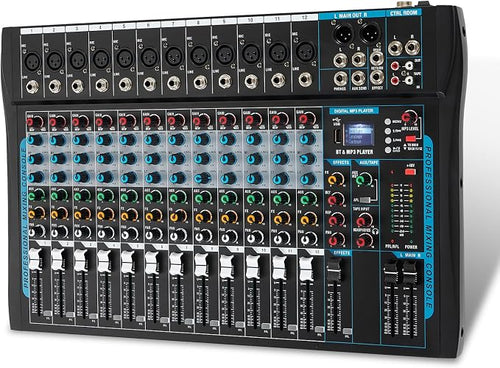 12 Channel Audio Interfacer Sound Board Mixer DJ Mixer 16-Bit DSP Effect USB by SIKUING