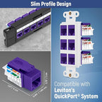 Everest 45° Angled RJ45 Cat6 Keystone Jacks 20-Pack in Purple - Image 7