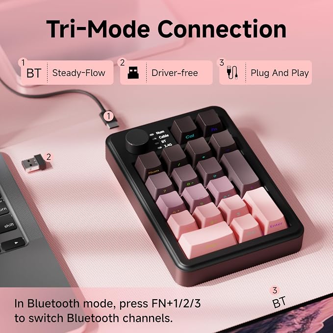 EWEADN NK20 Wireless Retro Mechanical Numpad - Image 3