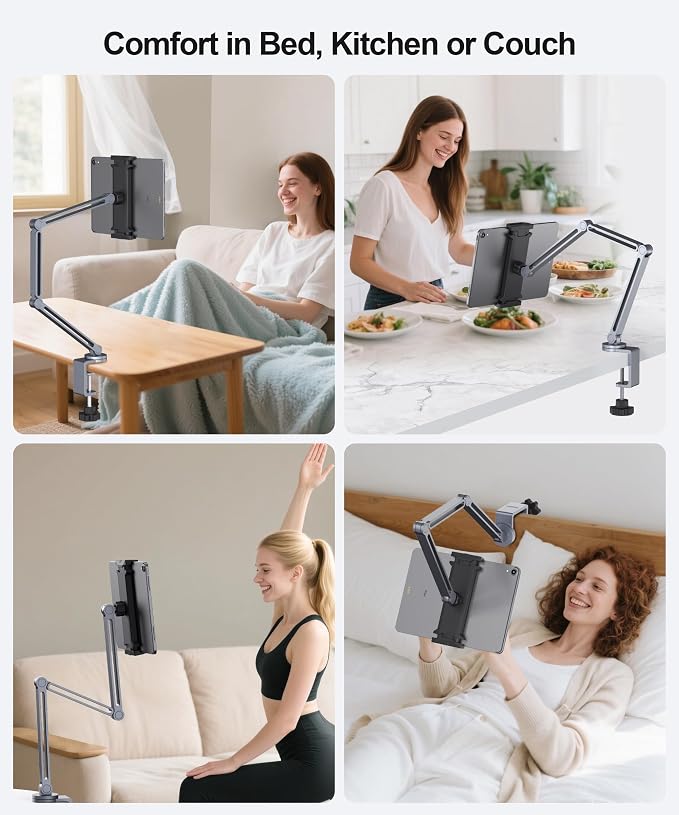 Tablet Arm Mount with Super Grip, Adjustable Foldable Holder & Heavy Duty - Image 6
