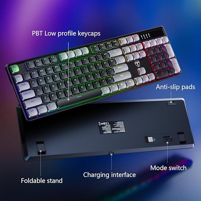 RisoPhy Wireless Gaming Keyboard, Low-Profile 2.4G/USB-C/Bluetooth Mechanical - Image 6
