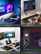 TopMade Wireless Charging RGB Mouse Pad, Waterproof Gaming Desk Pad - Image 7