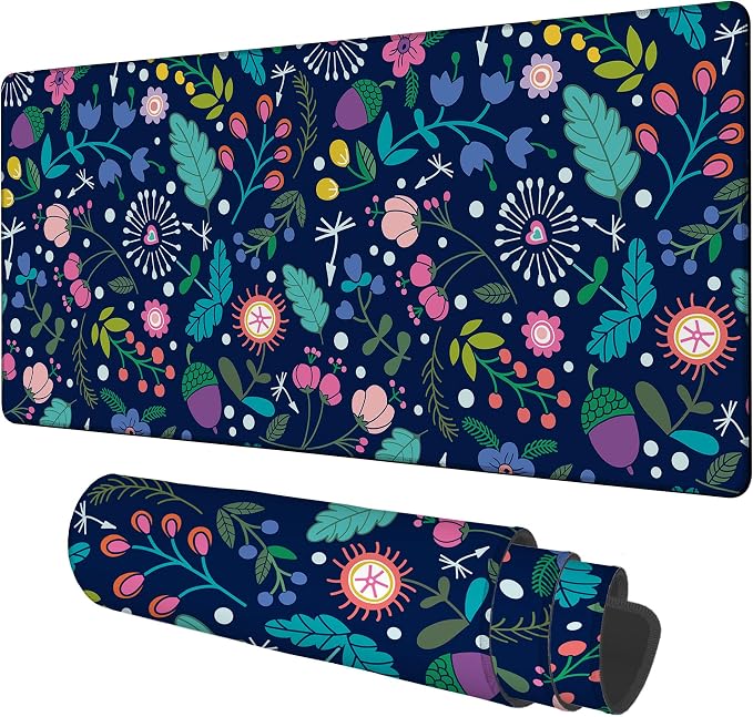 Gaming Desk Pad Large Extra Length Beautiful Floral Mouse Pad Keyboard Laptop by Unknown