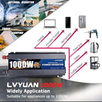 LVYUAN 1000 Watt Pure Sine Wave Power Inverter 12V to 110V/120V DC to AC - Image 7