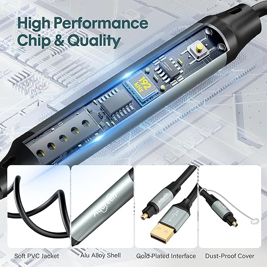 Adoreen Unidirectional USB A 2.0 to Toslink Digital Optical Audio Cable 6 Ft - Image 3
