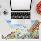 Large Gaming Mouse Pad, Colorful Wildflowers in Field Desk Mat, Watercolor - Image 7