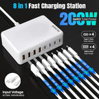 200W GaN III 8-Ports USB C Fast Charger, Type C Block, QC4.0 Fast Phone - Image 3