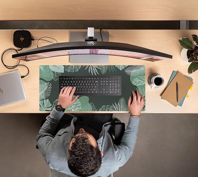 Green Plants Desk Mat Tropical Leaves Mouse Pad Cute, Large Extendded Gaming - Image 5