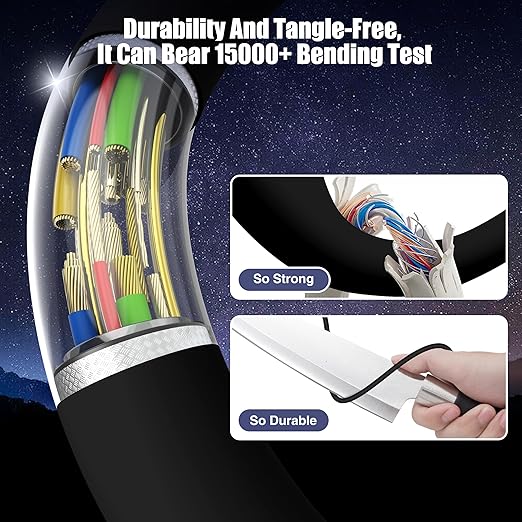 3-Pack Black 60W USB C to USB C Cable, Type C Fast Charging Cable - Image 3