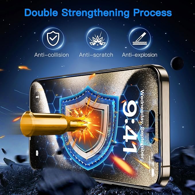 Uyiton Anti-Blue Light for iPhone 15 Pro Screen Protector - Image 5
