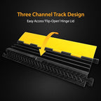 Pyle Ramp-3 Channel Rubber Floor Cord Concealer-Heavy Duty Cable Protector - Image 2