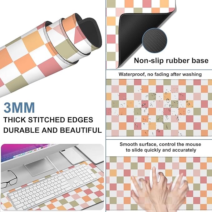 Gaming Desk Pad Large Extra Length Multicolored Chess Board Mouse Pad Keyboard - Image 2