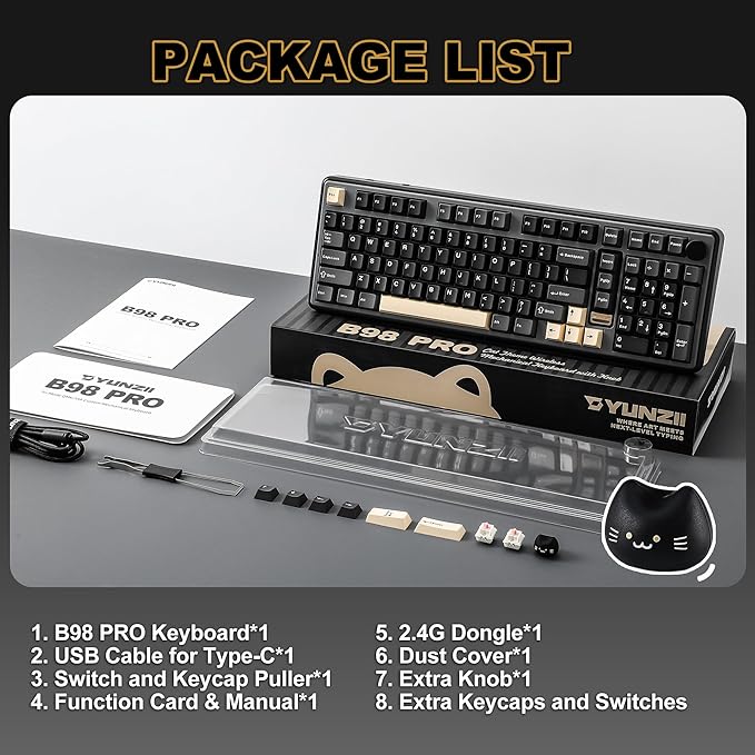 YUNZII B98 PRO QMK/VIA Wireless Mechanical Gaming Keyboard, 96% Layout - Image 9