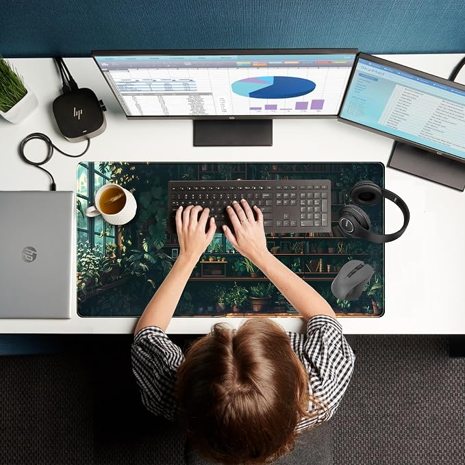 Green Plant Desk Pad Gaming Pad Extra Large Desk Mats Full Desk Mouse Pad XXL - Image 7