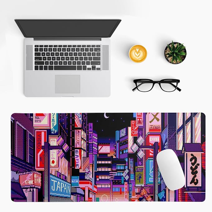 Dark Purple Japanese Gaming Mouse Pad Abstract Anime Mat 31.5x11.8 Inch Tokyo - Image 3