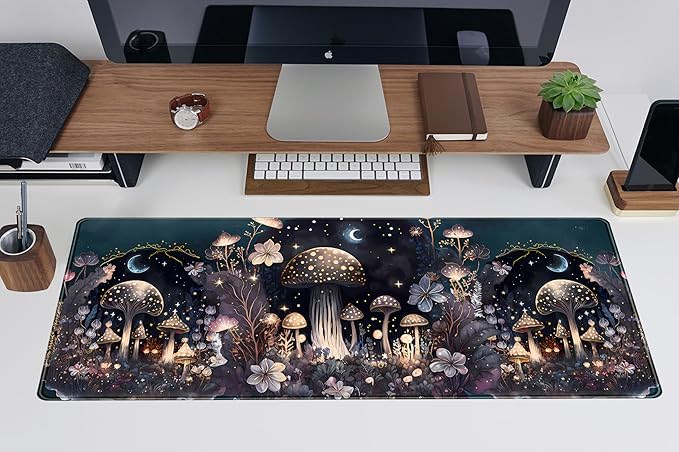 Cute Dark Mushroom Moon Night Mouse Pad XL Extended Gaming Mat - Image 5