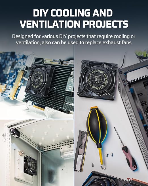 DEWENWILS 2 Pack 120V AC Fan, Waterproof Exhaust Fan 80mm, 14W 2470RPM 21CFM - Image 7