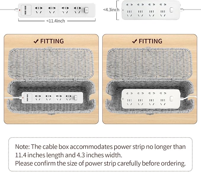 Cable Management Box, Woven Rattan Cord Hider - Image 5