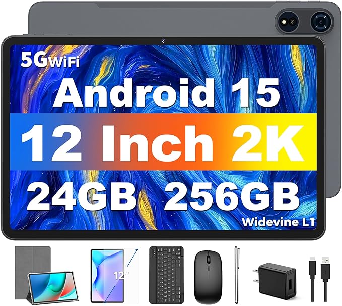 Tablet 12 inch Android 15 Tablets, 24GB（8+16）RAM+256 Storage, Android Tablet by Unknown