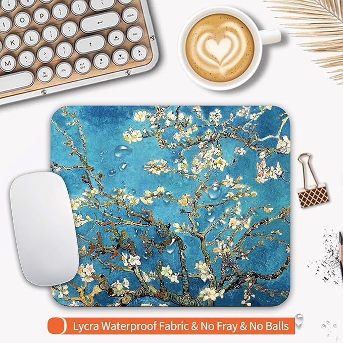 Square Mouse Pad Apricot Flower, Personalized Premium-Textured Custom Mouse Mat - Image 3