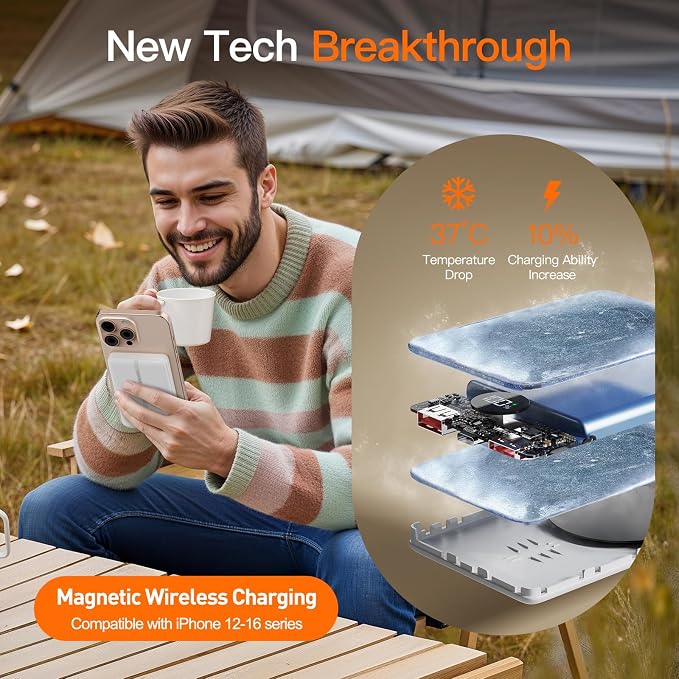Magnetic Portable Charger, 16800mAh Wireless Power Bank, - Image 3