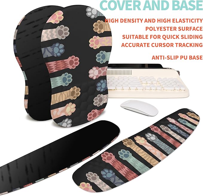 2-in-1 Ergonomic Set, Wave Rise Keyboard Wrist Rest and Massage Bulge Slope - Image 6