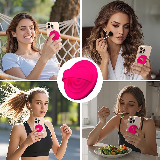 Magnetic Phone Ring Grip Holder, Silicone Finger Loop Grip, Compatible - Image 2