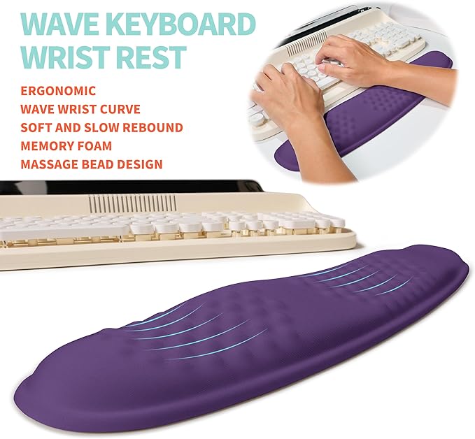 2-in-1 Ergonomic Set, Wave Rise Keyboard Wrist Rest and Massage Bulge Slope - Image 2