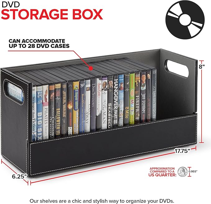 Stock Your Home DVD Storage Box, Movie Shelf Organizer - Image 2