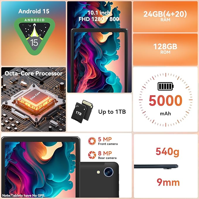 Tablet, 10.1" Android 15 Tablet - Image 2