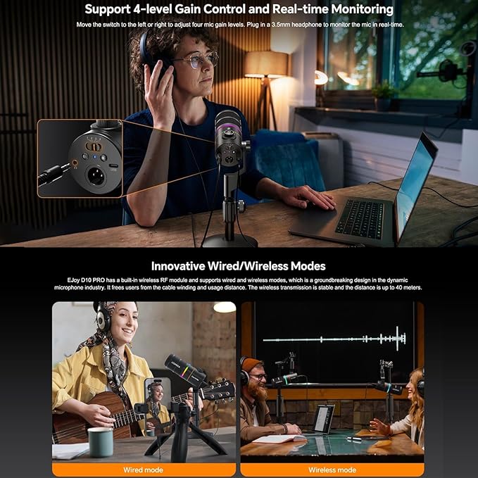 COMICA D10 Pro D Wireless/XLR/USB Dynamic Microphone - Image 5