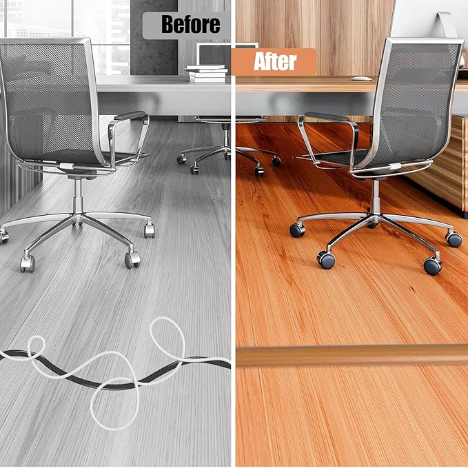 Floor Cord Cover Cavity 0.8"x0.37" Self Adhesive Cord Hider, 3.3FT Low Profile - Image 5