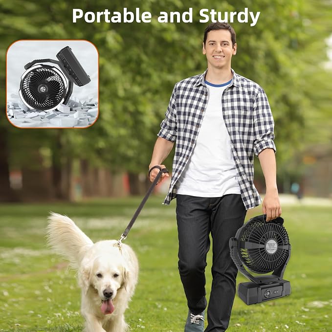 PANERGY Camping Fan with Light - 20000mAh Rechargeable Battery Fan with Charger - Image 6